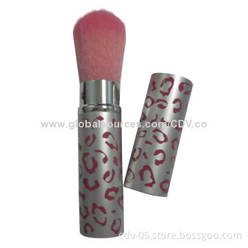 Individual retractable makeup brushes, made of aluminum ferrule and handle, with synthetic bristles